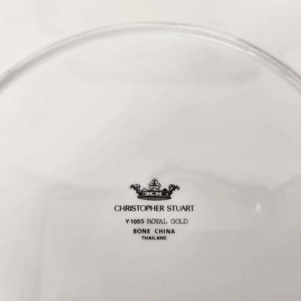 Christopher Stuart Cake Platter w/Server Royal Gold Bone China Cookie Plate